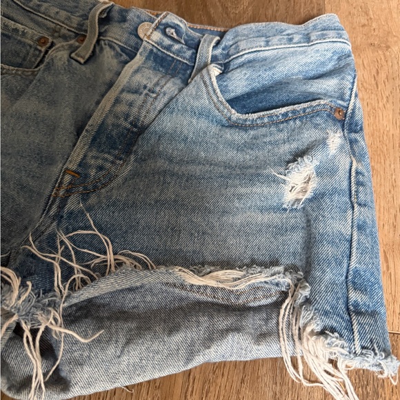 Levi's Light Blue Distressed Jean Shorts - Picture 3 of 6